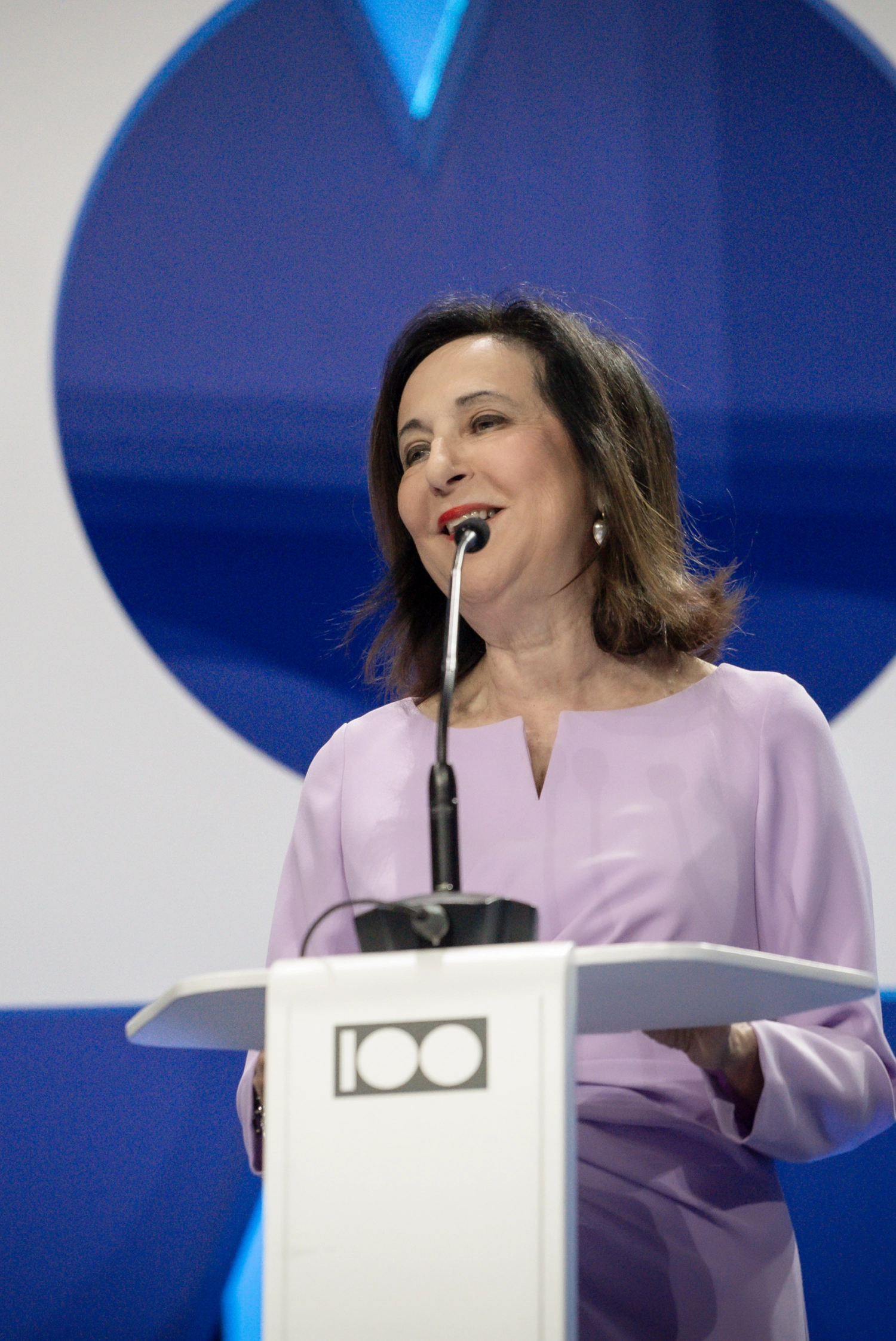 Margarita Robles, ministra de Defensa, durante su intervención en la gala.